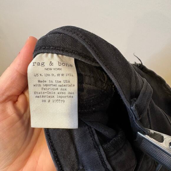 Rag‎ & Bone Women's High Rise Skinny Black Wash Denim Jean 29 Stretch Boho - Picture 6 of 7